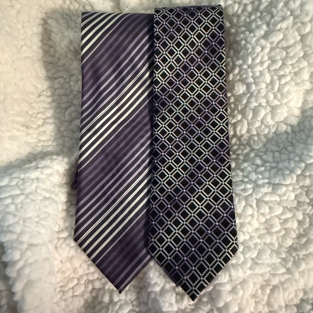 Elegant Purple Striped and Geometric Ties